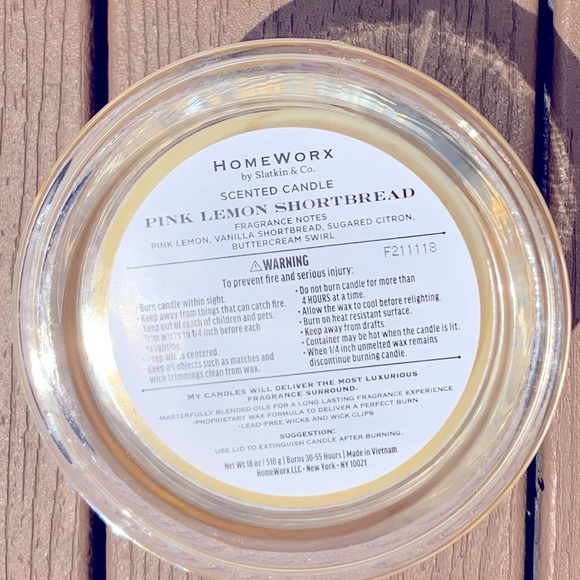 🆕 PINK LEMON SHORTBREAD HARRY SLATKIN HOMEWORX 4 WICK 18oz CANDLE NWTS!!! - Picture 4 of 5